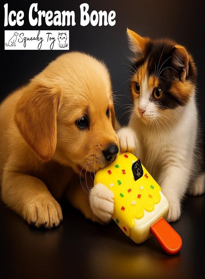 Toy Truffle لعبة عظمة آيس كريم الكمأة تصدر صوتاً عند الضغط عليها | شكل مرح مع رشات ملونة على شكل عظمة | لعبة مضغ للجراء والكلاب | صفارة مدمجة للعب التفاعلي، وجلب الأشياء، والتدريب | تسلية الحيوانات الأليفة، والمضغ - Image 2